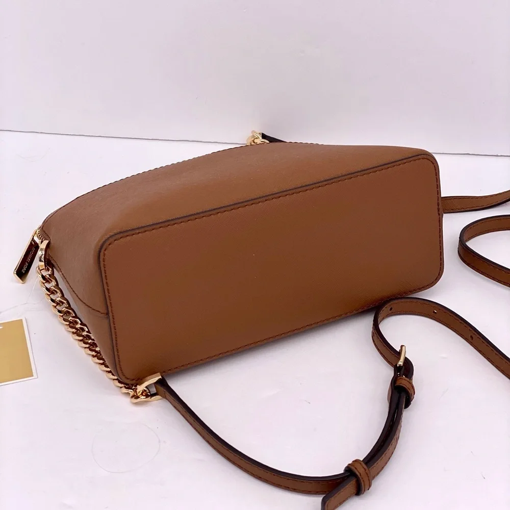 New Michael Kors Jet Set Travel Medium Dome Crossbody Leather Luggage